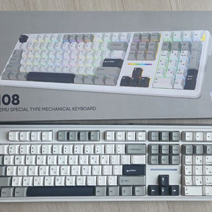 앱코, 유,무선 블루투스 기계식 키보드,앱코 AK108 그레이 / 피치축