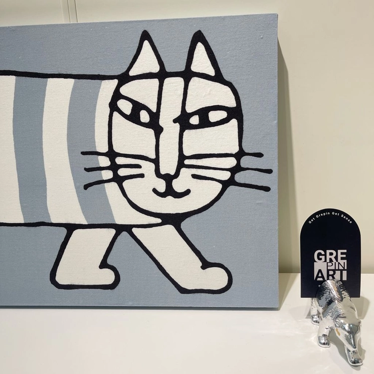 리사라르손 마이키 고양이그림 그레이 중형 캔버스액자(전시품) 이미지