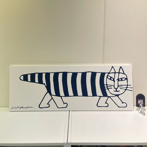 리사라르손 마이키 고양이그림 화이트 네이비 중형 캔버스액자(전시품) 이미지