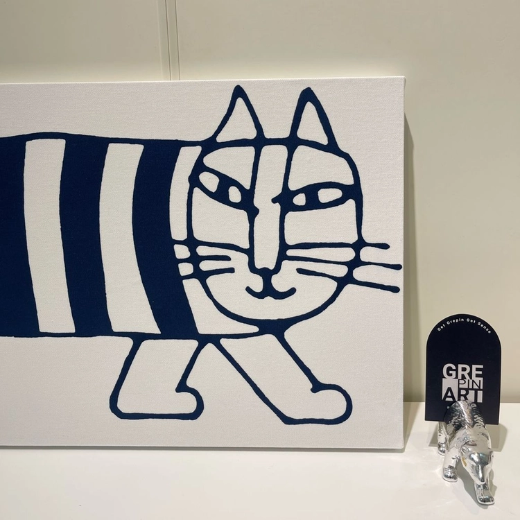 리사라르손 마이키 고양이그림 화이트 네이비 중형 캔버스액자(전시품) 이미지