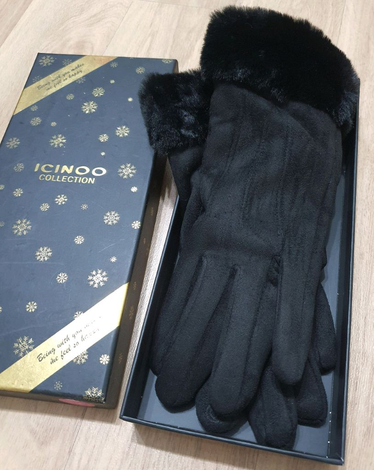 ICINOO 여성 털 장갑--0