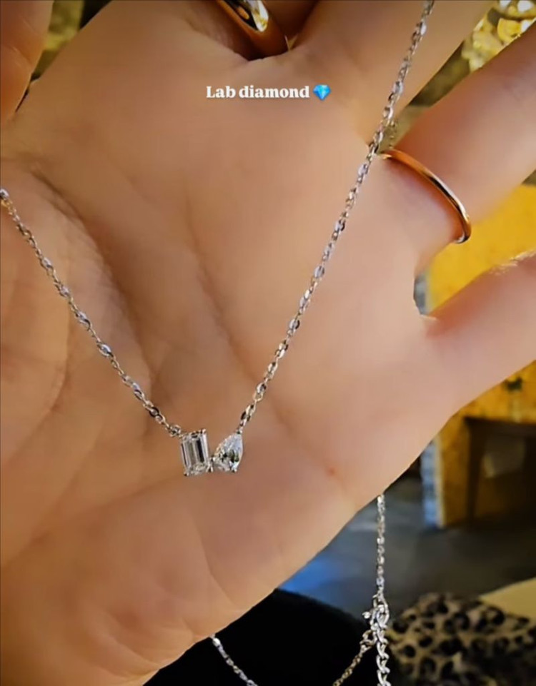 [새제품] 14k 랩다이아 목걸이 페어컷 에멜컷 화이트골드--3