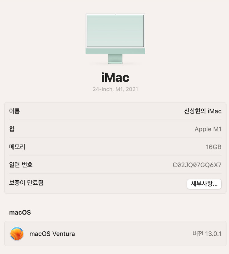 아이맥 2021 24인치 고급형 M1 16G, 256HD 민트 이미지