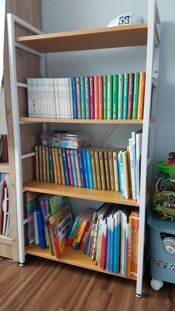 [최저가]튼튼 철제 책장 수납장 3단 4단 5단 6단 원목 정리 진열 선반--5