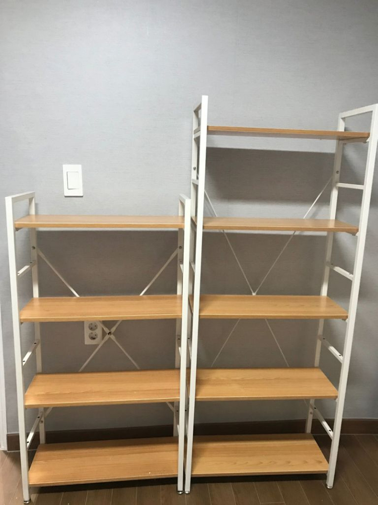 [최저가]튼튼 철제 책장 수납장 3단 4단 5단 6단 원목 정리 진열 선반--8