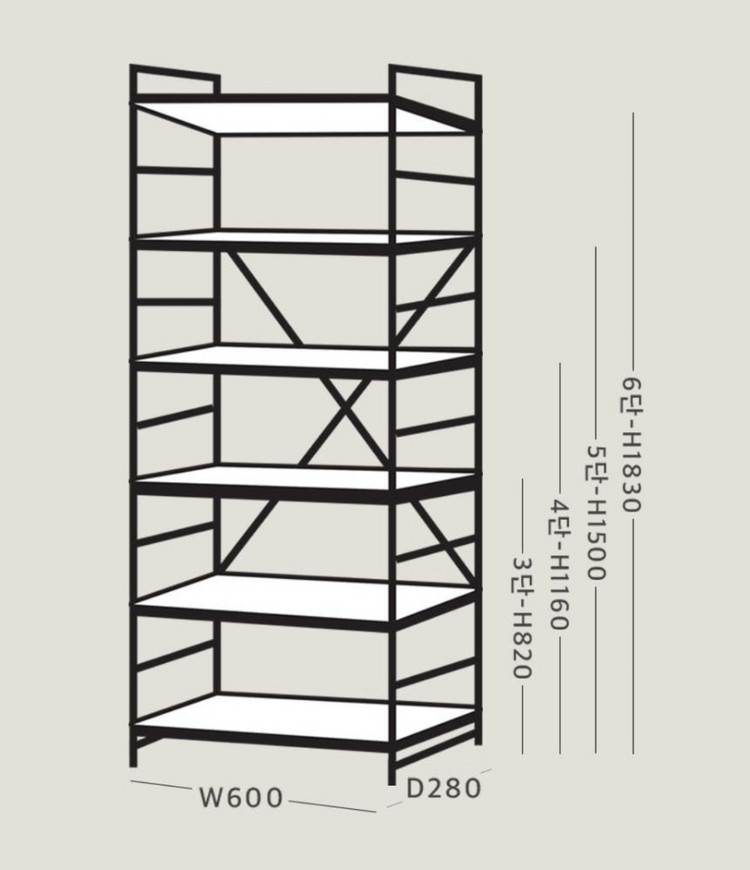 [최저가]튼튼 철제 책장 수납장 3단 4단 5단 6단 원목 정리 진열 선반--9