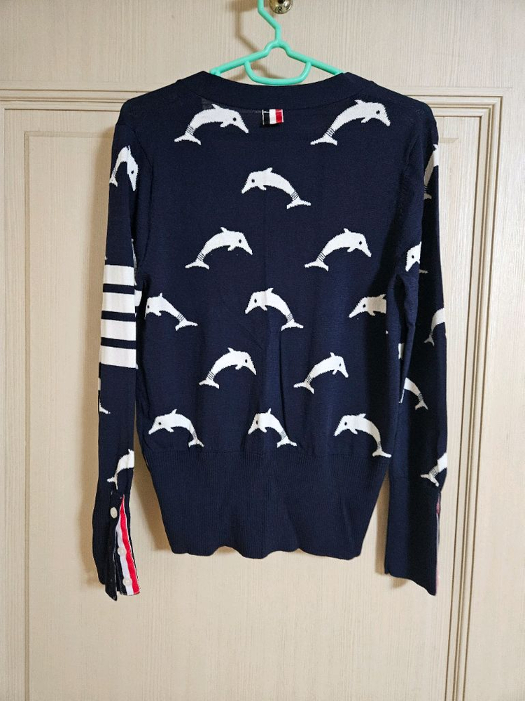 가격내림-수입 브라운 돌고래 삼색 가디건 새상품--2