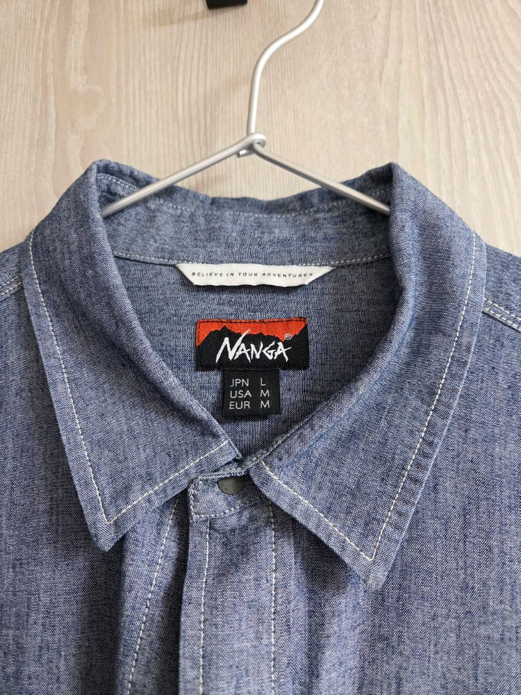 난가 TAKIBI CHAMBRAY FIELD SHIRT 네이비 L 셔츠 난가 최고급 셔츠라인 타키비 샴브레이 셔츠입--2