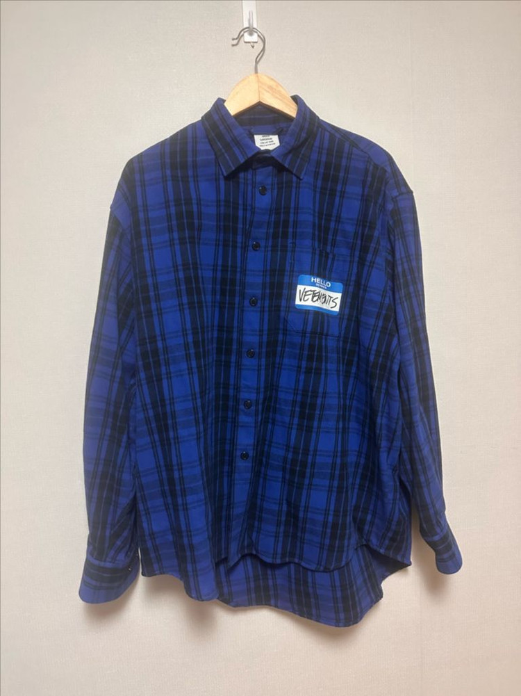 베트멍 네임카드 플란넬 체크셔츠 블루--1