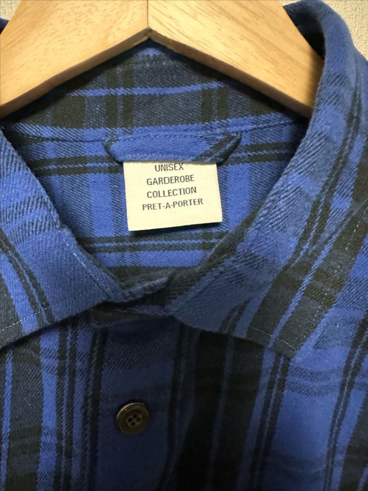 베트멍 네임카드 플란넬 체크셔츠 블루--3