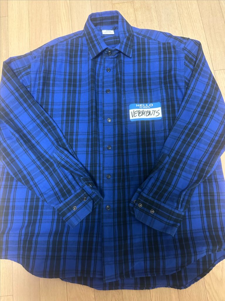 베트멍 네임카드 플란넬 체크셔츠 블루--5
