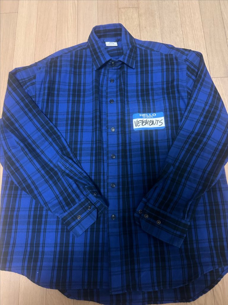 베트멍 네임카드 플란넬 체크셔츠 블루--6