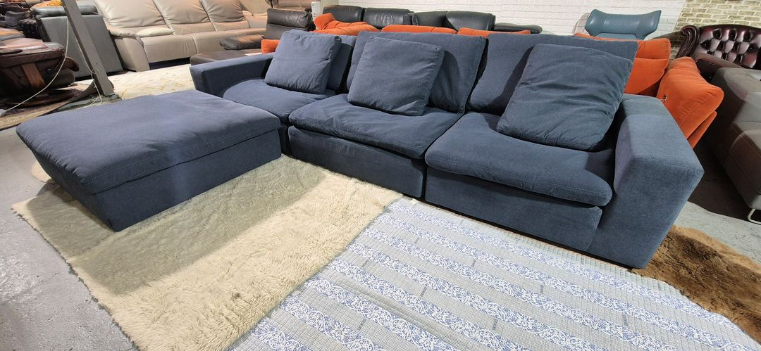 까사미아 캄포 클래식 블루 4인 소파+스툴(커버세탁완료--5