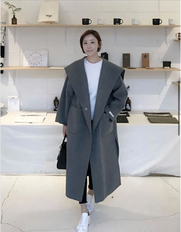 미미씨엘 핸드메이드 울 후드코트 이미지