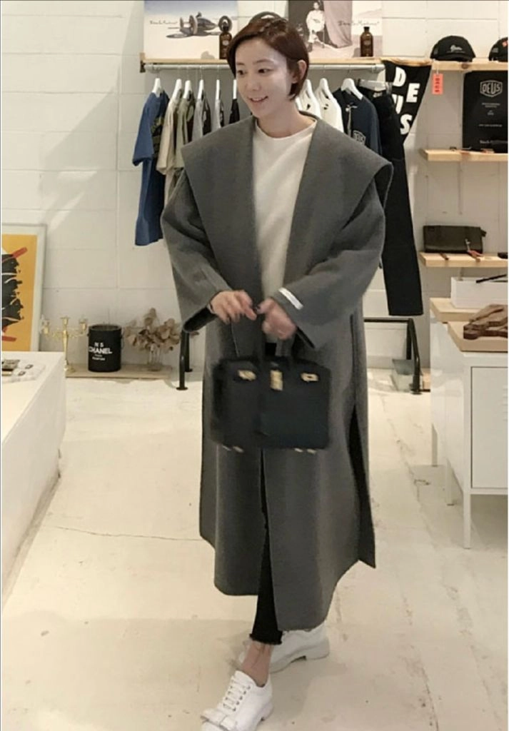미미씨엘 핸드메이드 울 후드코트 이미지