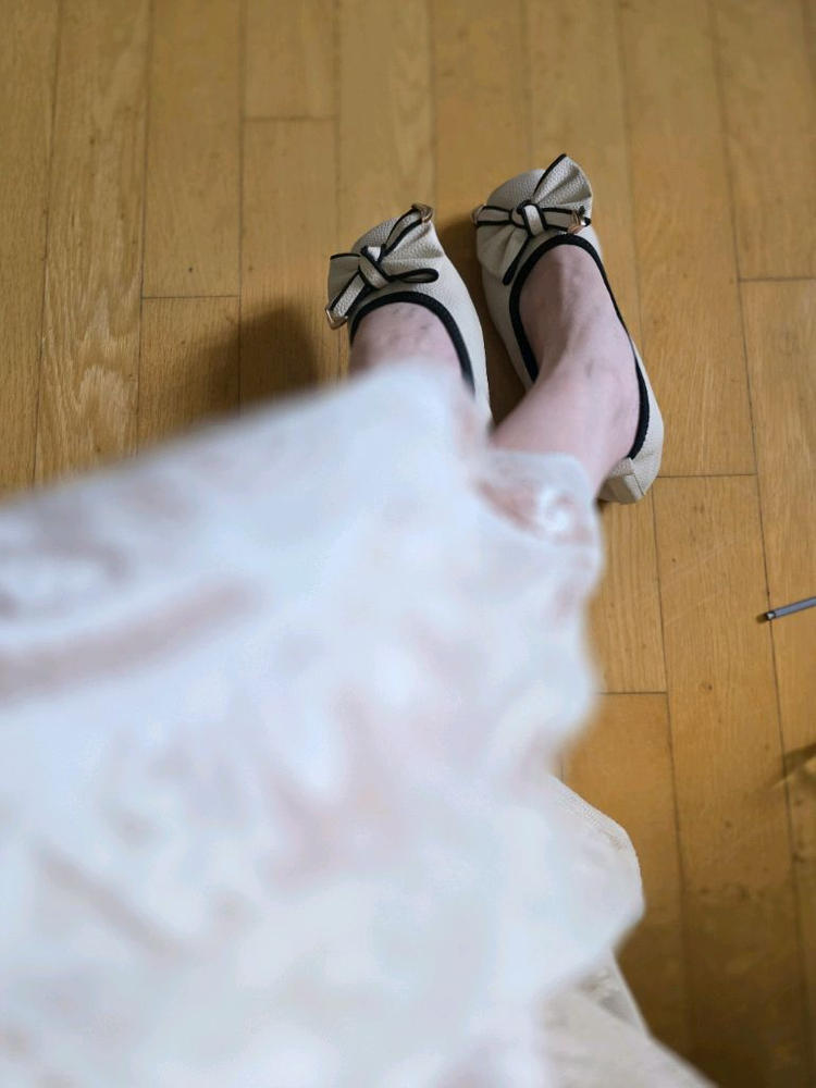 아이보리 리본 로퍼--1