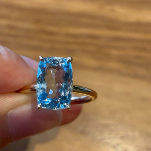 IGI 4.61ct 천연 아쿠아마린 솔리테어링