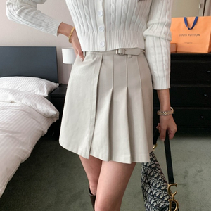 [새상품] 조이 레자 가죽 버클 미니 스커트