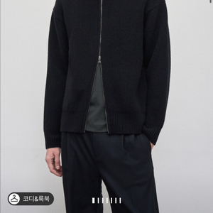 타임옴므 23fw 캐시미어 집업 니트 가디건 블랙 이미지