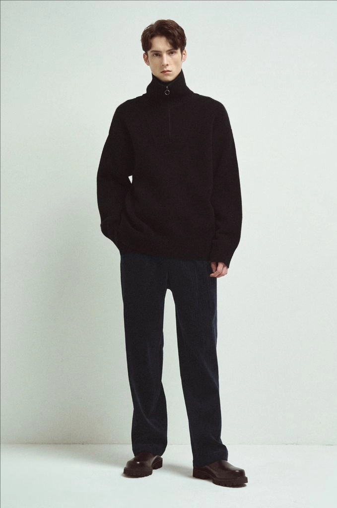 타임옴므 23fw 캐시미어 집업 니트 가디건 블랙 이미지