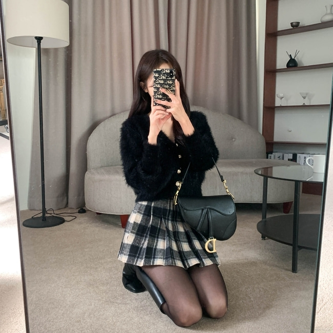 [새상품] 지니 모직 체크 테니스 미니 스커트--1