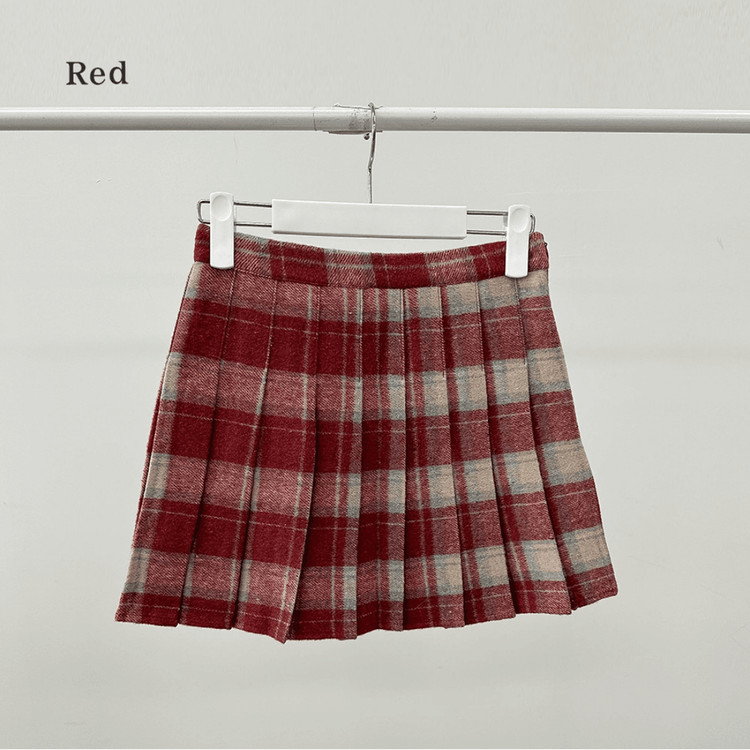 [새상품] 지니 모직 체크 테니스 미니 스커트--3