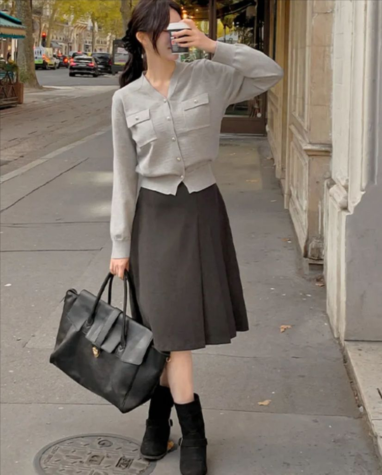 [S]리리앤코 핀턱 미디 스커트 이미지