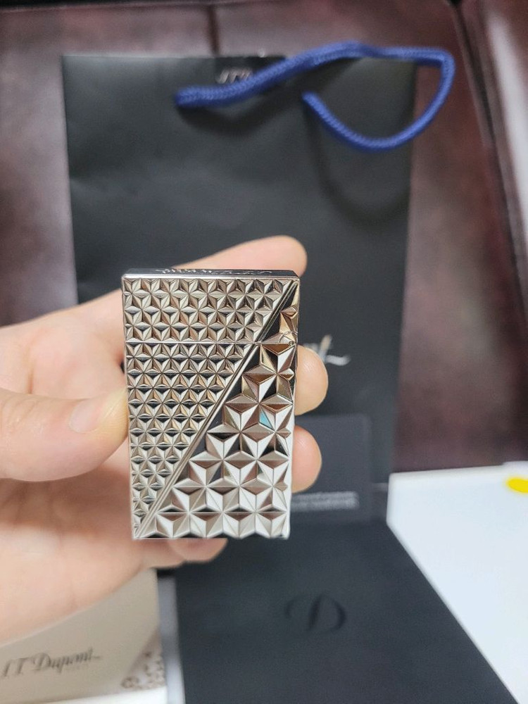 [새상품,풀세트] 듀퐁라이터 라인2 신형 ca16253 다이아몬드 헤드 팔라듐 백금 쌍불 듀퐁 라이타--1