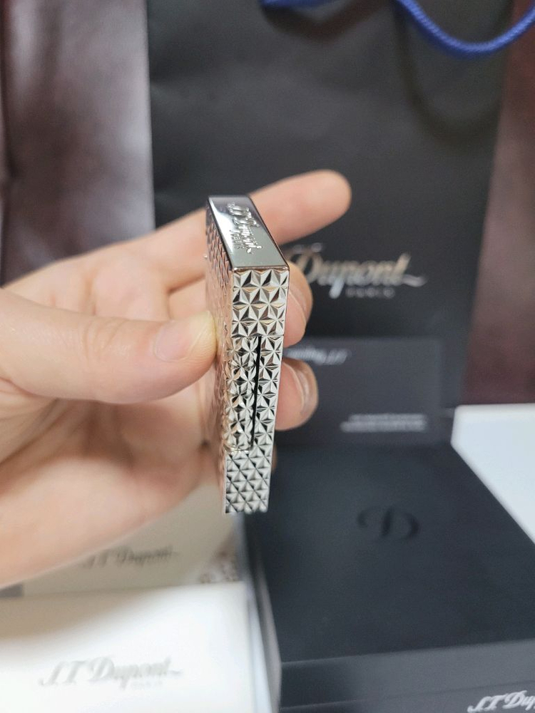 [새상품,풀세트] 듀퐁라이터 라인2 신형 ca16253 다이아몬드 헤드 팔라듐 백금 쌍불 듀퐁 라이타--4