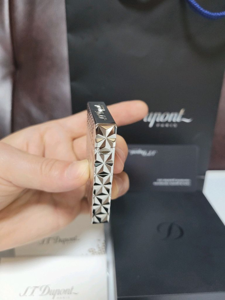 [새상품,풀세트] 듀퐁라이터 라인2 신형 ca16253 다이아몬드 헤드 팔라듐 백금 쌍불 듀퐁 라이타--5