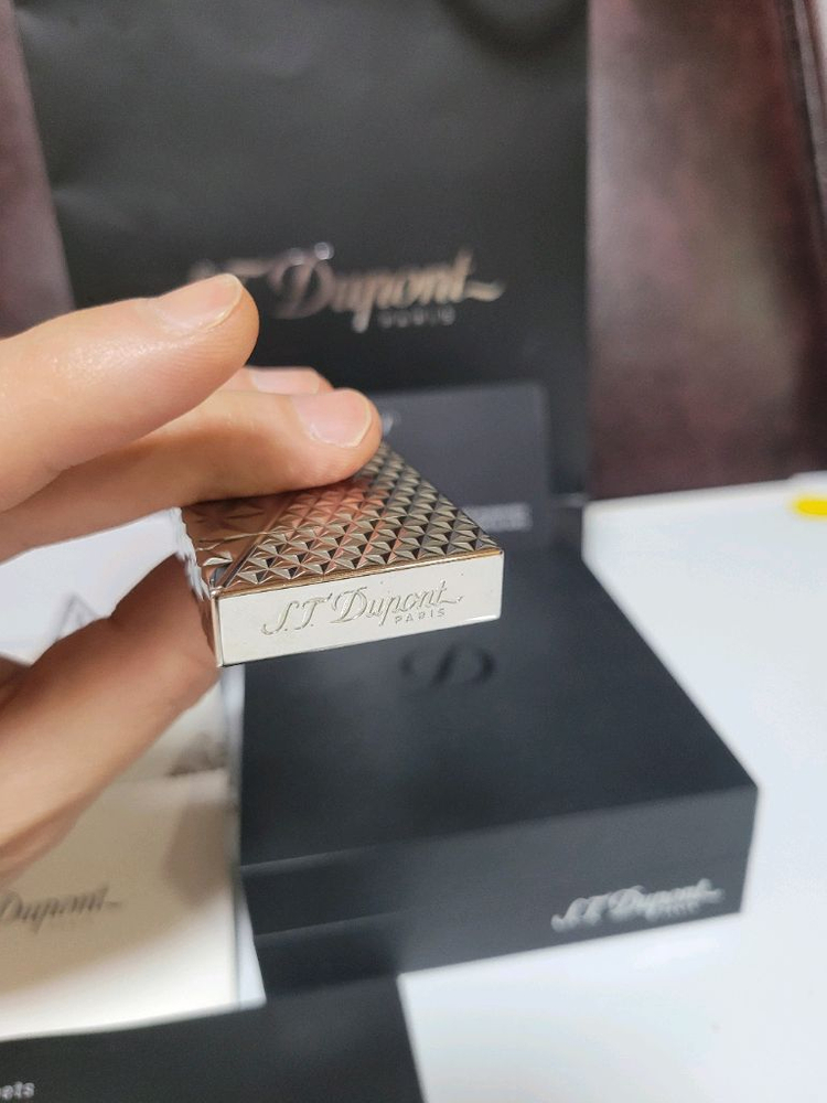 [새상품,풀세트] 듀퐁라이터 라인2 신형 ca16253 다이아몬드 헤드 팔라듐 백금 쌍불 듀퐁 라이타--6