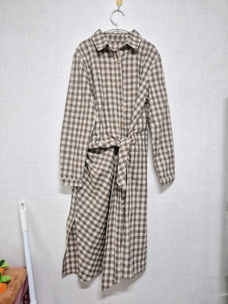 체크셔츠 롱원피스--0