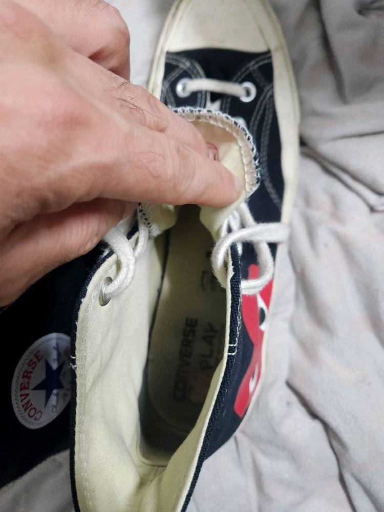 하이탑 스니커즈 네이비 꼼데가르송--2