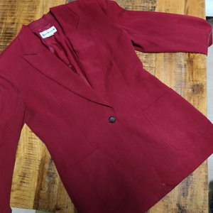 Anne Klein II 버건디 실크 블레이저