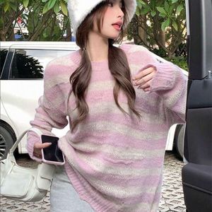 데미지 핑크스트라이프 니트