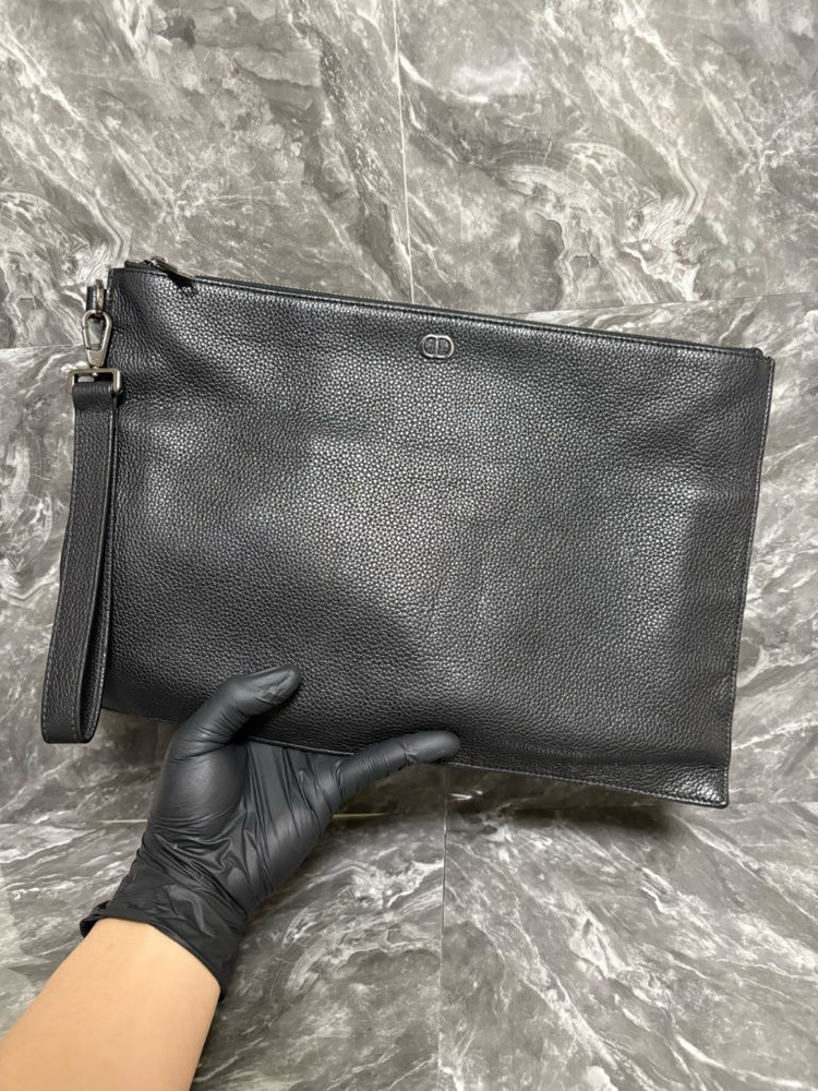 디올 A4 CD로고 레더 클러치--0