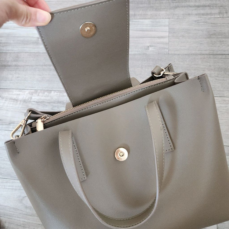 토프색 합성가죽 토트백--1