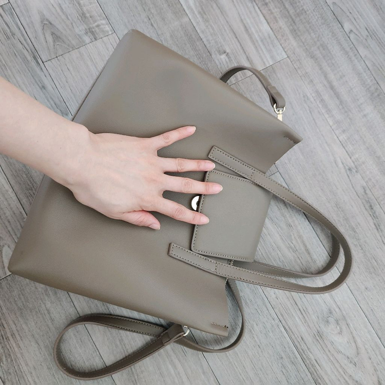 토프색 합성가죽 토트백--5