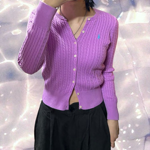 폴로 랄프로렌 신형 걸즈 니트 가디건 퍼플 핑크 L 이미지