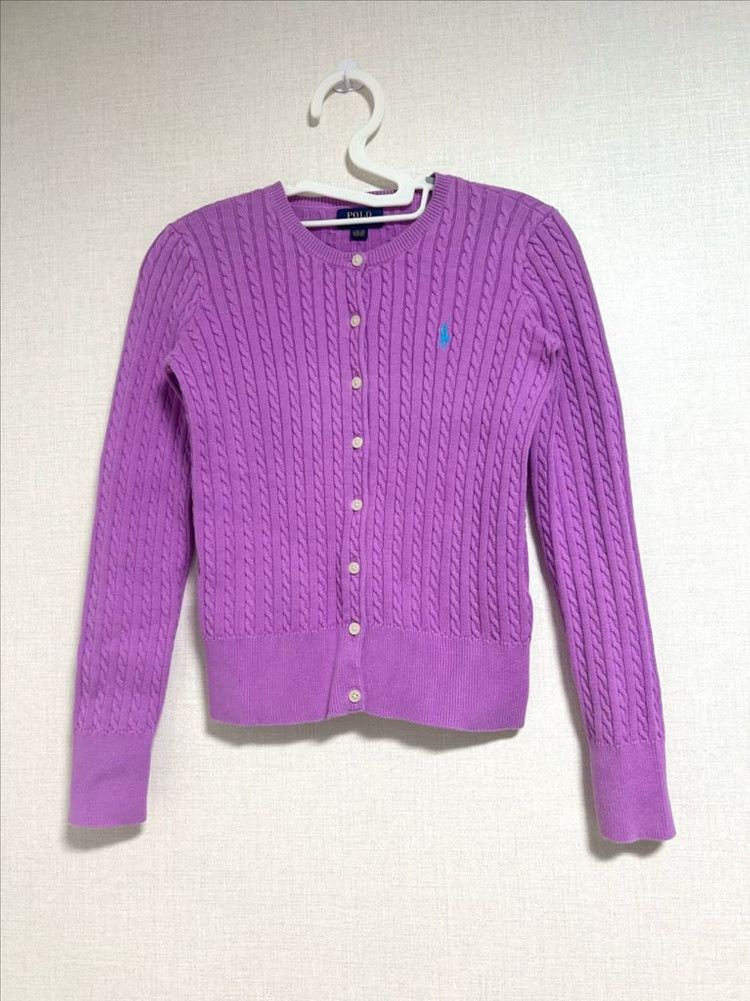 폴로 랄프로렌 신형 걸즈 니트 가디건 퍼플 핑크 L 이미지