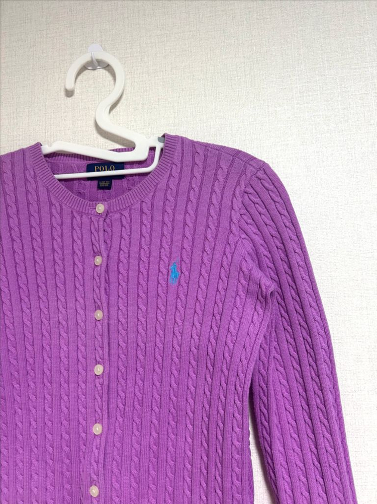 폴로 랄프로렌 신형 걸즈 니트 가디건 퍼플 핑크 L 이미지