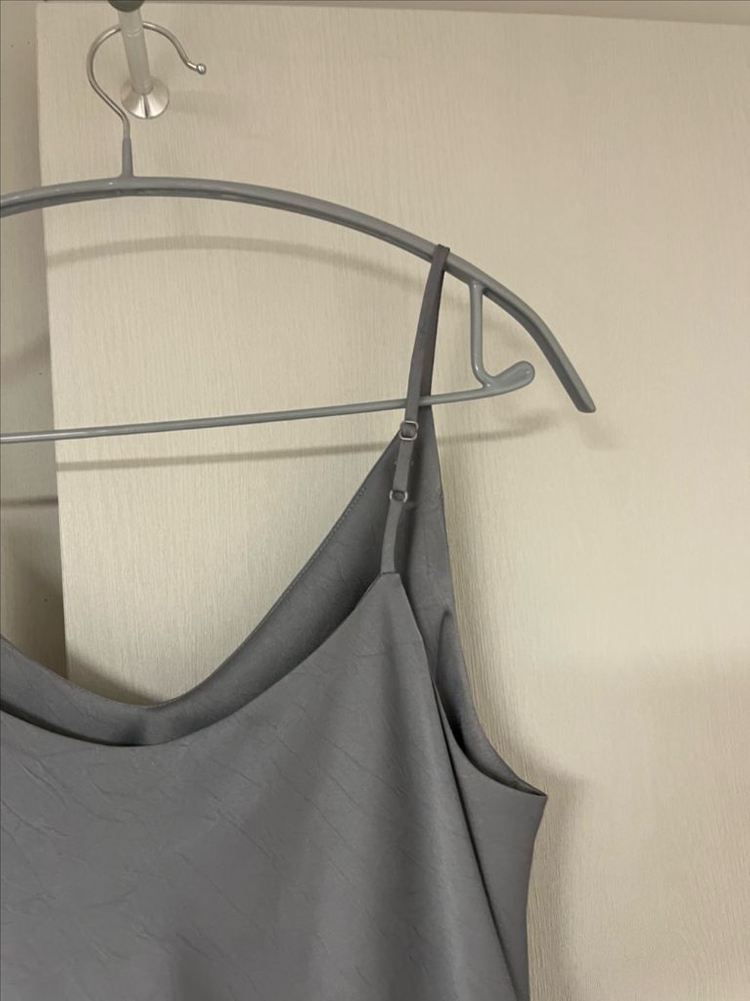 타임 실크 슬리브리스 롱 원피스(뮤트블루)--2