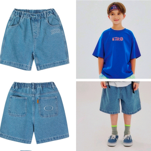 히로 블랭크 데님 하프팬츠 블루160 (프오 주소변경 26ss신상)/히로 올데이티셔츠 블루 160/ 올데이 헤어밴드