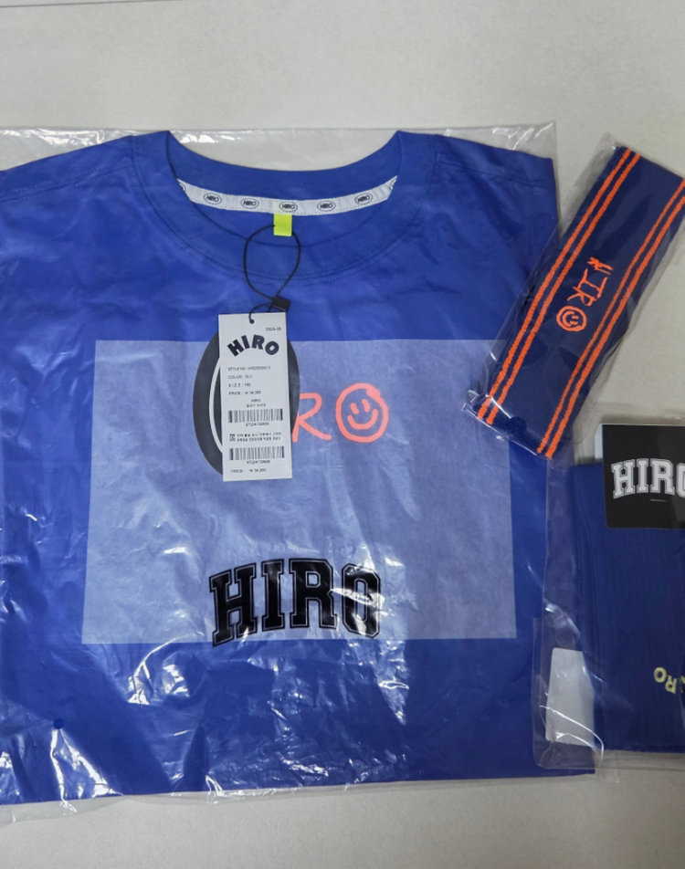 히로 블랭크 데님 하프팬츠 블루160 (프오 주소변경 26ss신상)/히로 올데이티셔츠 블루 160/ 올데이 헤어밴드--2