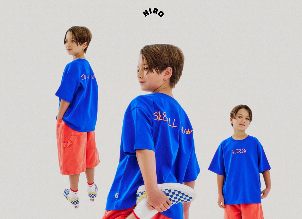 히로 블랭크 데님 하프팬츠 블루160 (프오 주소변경 26ss신상)/히로 올데이티셔츠 블루 160/ 올데이 헤어밴드--3