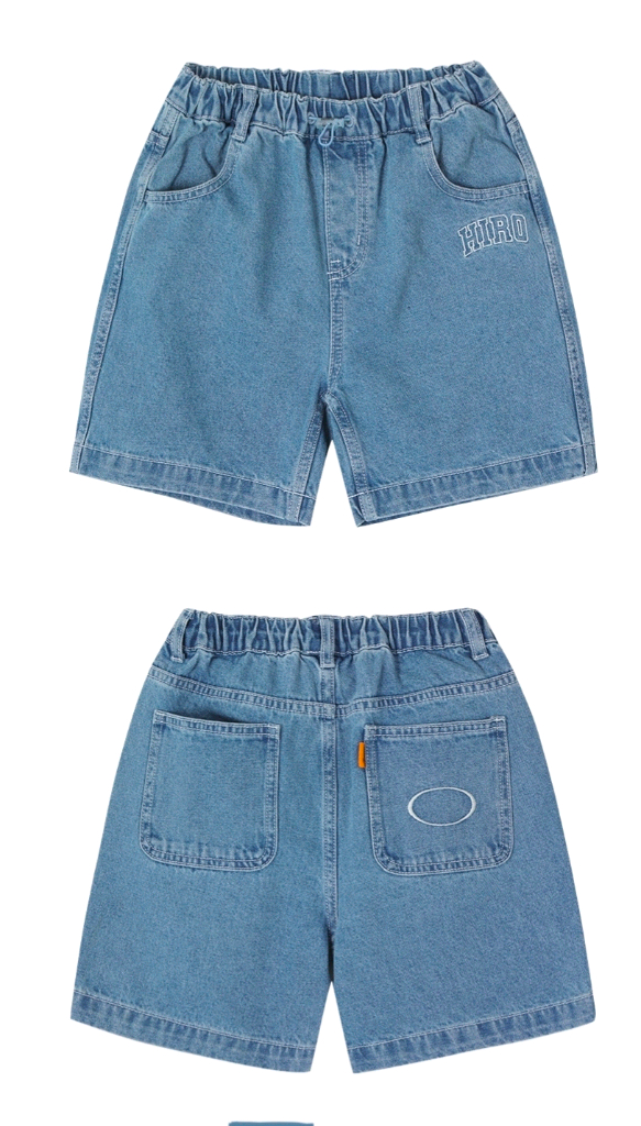 히로 블랭크 데님 하프팬츠 블루160 (프오 주소변경 26ss신상)/히로 올데이티셔츠 블루 160/ 올데이 헤어밴드--4