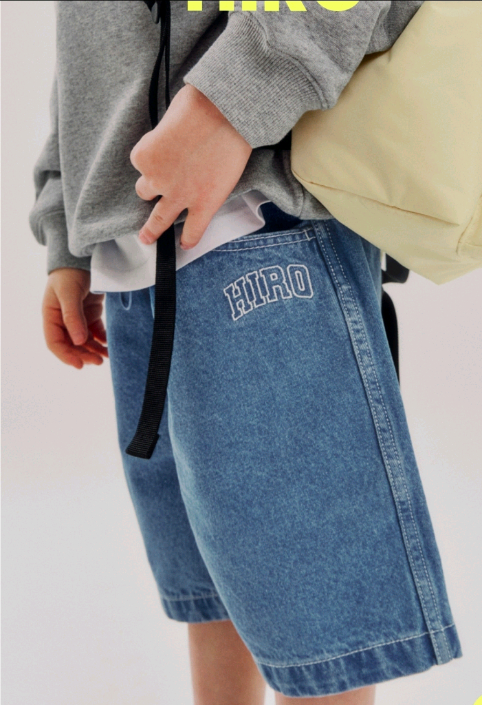 히로 블랭크 데님 하프팬츠 블루160 (프오 주소변경 26ss신상)/히로 올데이티셔츠 블루 160/ 올데이 헤어밴드--6