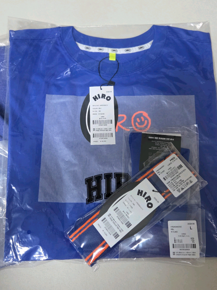 히로 블랭크 데님 하프팬츠 블루160 (프오 주소변경 26ss신상)/히로 올데이티셔츠 블루 160/ 올데이 헤어밴드--8