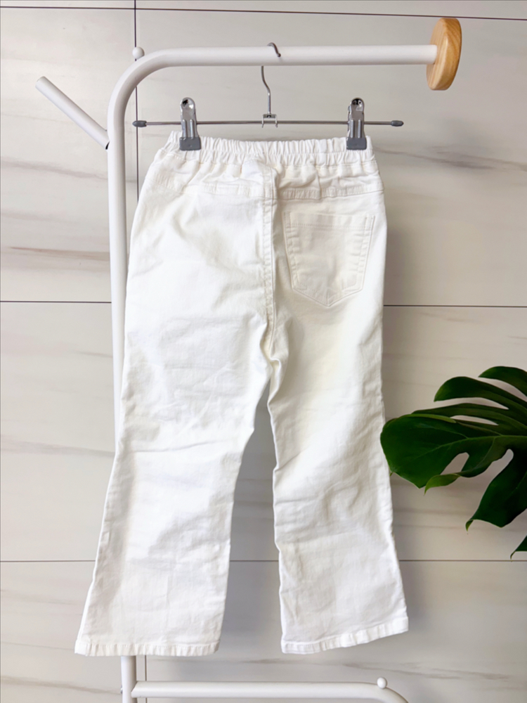 메르시보꾸 키즈 화이트 면 팬츠--3