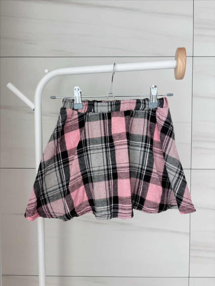 하로하로 키즈 체크 스커트 핑크--0